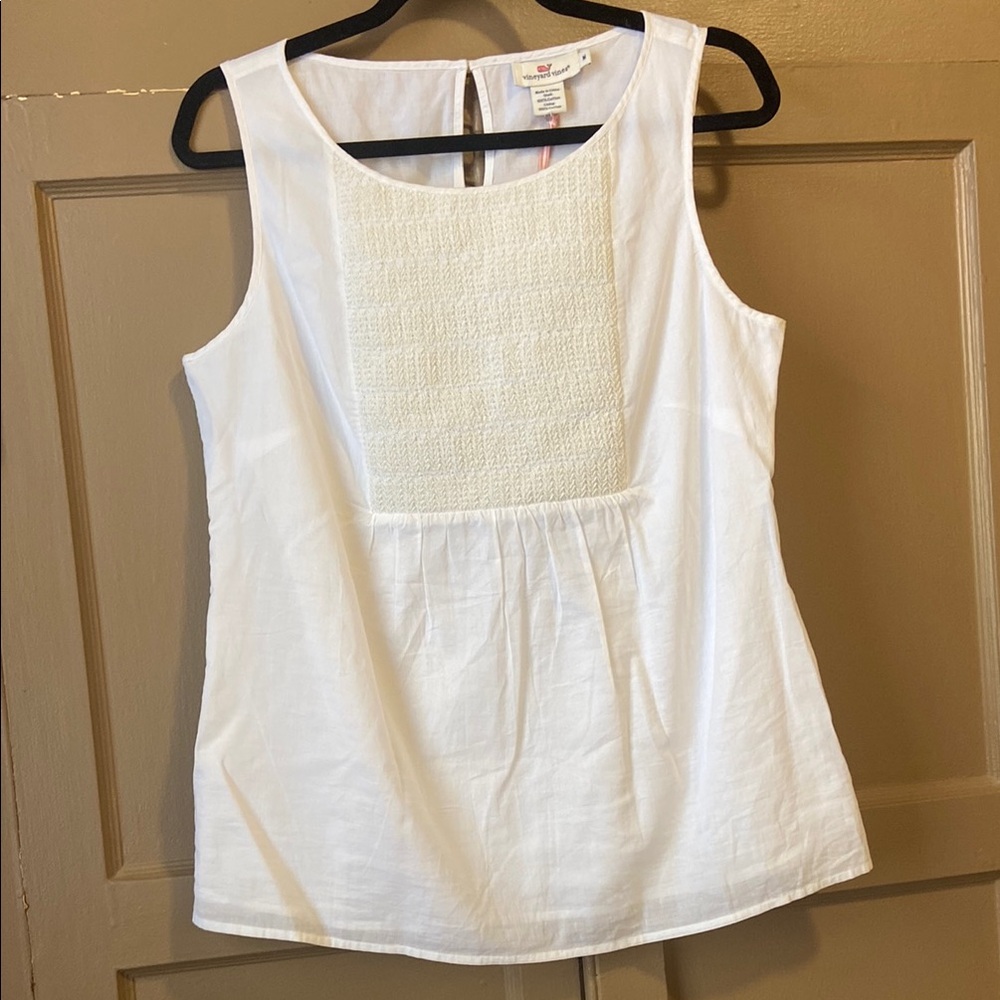 Vineyard Vines White Textured Front Blouse